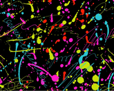 Little Johnny Splatters Black 100% Cotton 150cm Wide Digitally Printed Fabric Ideal for Crafting, Sewing, Patchwork, Dressmaking